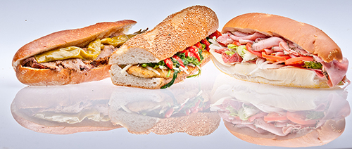 Photo of a Group of Hoagie's for a Restaraunt Advertisement